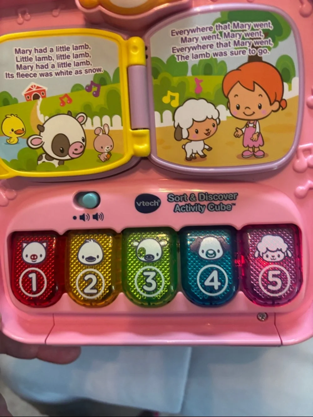 Interactive Pink and Green Sensory Activity Cube for Toddlers